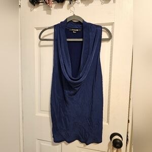 Forever 21 Royal Blue Drape Neck Rasor Back Blouse